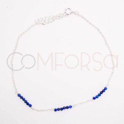 Sterling silver 925 anklet with intercalated Lapis lazuli stones