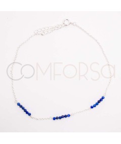 Sterling silver 925 anklet with intercalated Lapis lazuli stones