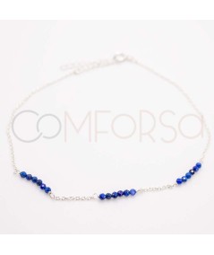 Sterling silver 925 anklet with intercalated Lapis lazuli stones