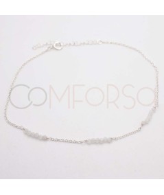 Sterling silver 925 anklet with intercalated Moonstones