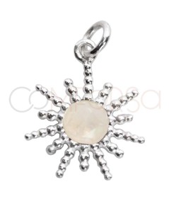 Sterling silver 925 bead sun with Moonstone pendant 14mm