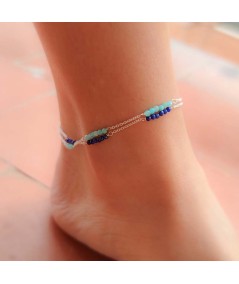 Sterling silver 925 anklet with intercalated Lapis lazuli stones