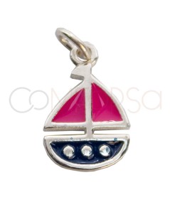 Sterling silver 925 pink sailboat pendant 10 x 11mm