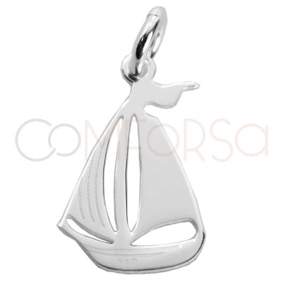 Dije barco de vela 9 x 14.4mm Plata 925