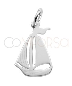 Dije barco de vela 9 x 14.4mm Plata 925