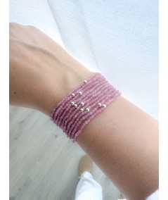 Sterling silver 925 elastic bracelet with Pink Tourmaline stones