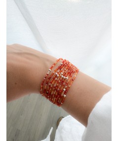 Sterling silver 925 elastic bracelet with orange Agate stones