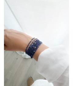 Sterling silver 925 elastic bracelet with Lapis lazuli stones