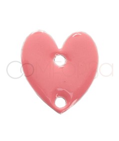 Sterling silver 925 pink enameled heart connector 10 x 12mm