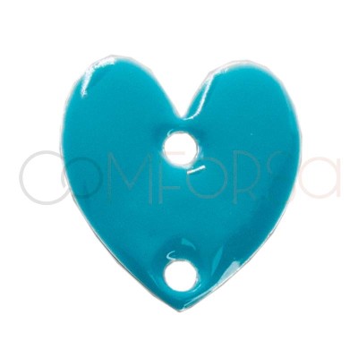 Conector corazón esmalte azul turquesa 10 x 12mm plata 925