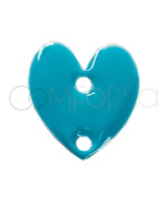 Conector corazón esmalte azul turquesa 10 x 12mm plata 925