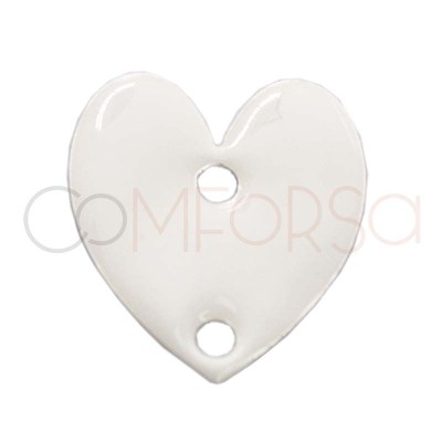 Conector corazón esmalte blanco 10 x 12mm plata 925