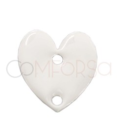 Conector corazón esmalte blanco 10 x 12mm plata 925