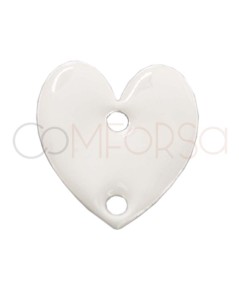 Sterling silver 925 white enameled heart connector 10 x 12mm