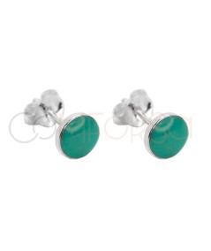 Aretes mini chatón turquesa 6mm plata 925