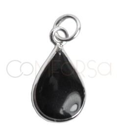 Sterling silver 925 Onyx teardrop pendant 9.5 x 17mm