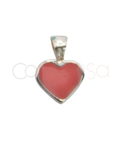 Dije mini corazón rosa 5mm plata 925