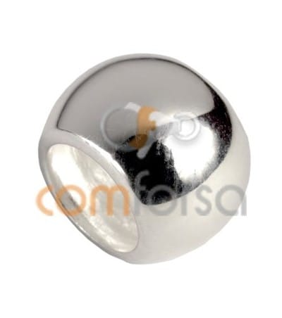 Sterling silver 925 D-shape round bead 7 x 6 mm