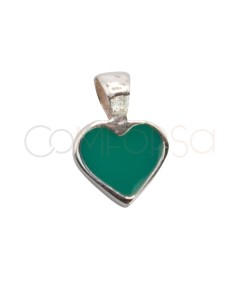 Colgante mini corazón verde menta 5 mm plata 925