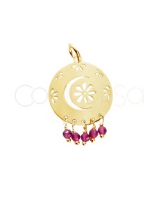 Colgante Arabio 15mm rosa plata chapada en oro 925