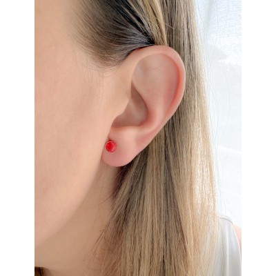 Sterling silver 925 mini pressed coral chaton earring 6mm