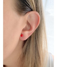 Sterling silver 925 mini pressed coral chaton earring 6mm