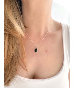 Sterling silver 925 Onyx teardrop pendant 9.5 x 17mm