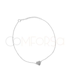 Tobillera mini chapa corazón 22 + 4cm plata 925