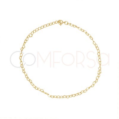 Tobillera corazones 22 + 4cm plata chapada en oro