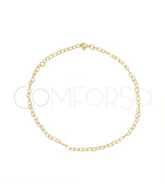 Tobillera corazones 22 + 4cm plata chapada en oro