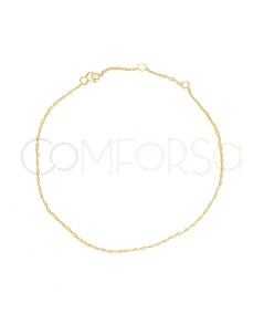 Gold-plated sterling silver 925 twisted rope anklet 22 + 4cm