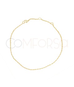 Tobillera twisted rope 22 + 4cm plata chapada en oro