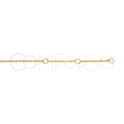 Tobillera twisted rope 22 + 4cm plata bañada en oro