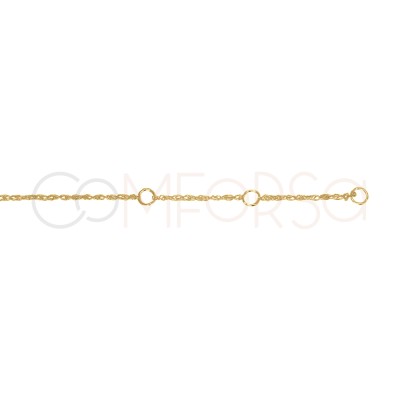 Tobillera twisted rope 22 + 4cm plata chapada en oro