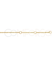 Tobillera twisted rope 22 + 4cm plata chapada en oro