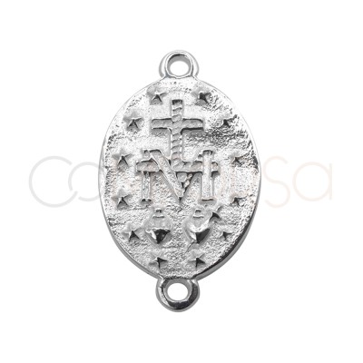 Entrepieza medalla Virgen de la Milagrosa 16 x 20 mm plata 925