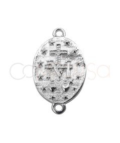 Entrepieza medalla Virgen de la Milagrosa 16 x 20 mm plata 925