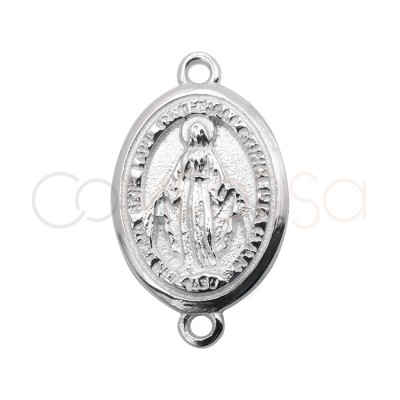 Entrepieza medalla Virgen de la Milagrosa 16 x 20 mm plata 925