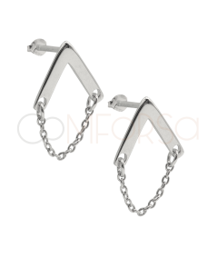 Aretes triángulo con cadenas 10 x 12mm Plata 925