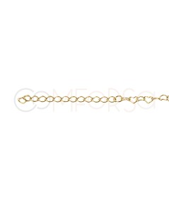 Pulsera corazones de 16 + 4cm Plata bañada en oro