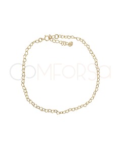 Pulsera corazones de 16 + 4cm Plata bañada en oro