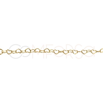 Pulsera corazones de 16 + 4cm Plata bañada en oro