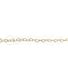 Pulsera corazones de 16 + 4cm Plata bañada en oro