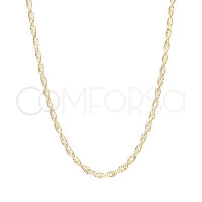 Cadena Twisted Rope 40cm Plata bañada en oro