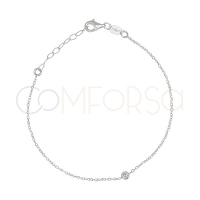 Pulsera circonita central 17 + 3cm Plata 925