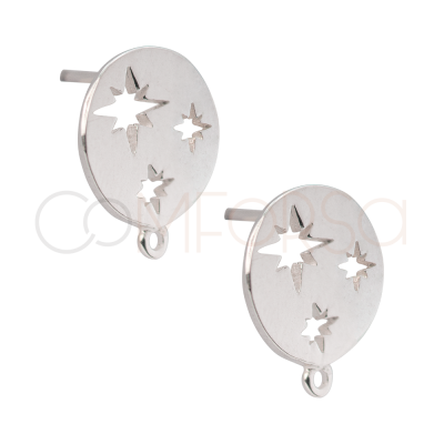 Pendientes con anilla estrella polar 12mm Plata 925