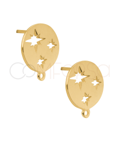 Aretes con anilla estrella polar 12mm Plata chapada en oro