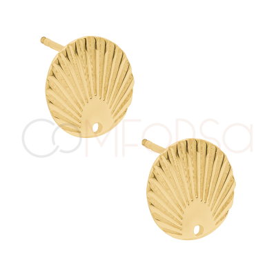 Aretes ondulado de 12,5mm Plata chapada en oro