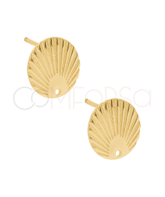 Aretes ondulado de 12,5mm Plata chapada en oro