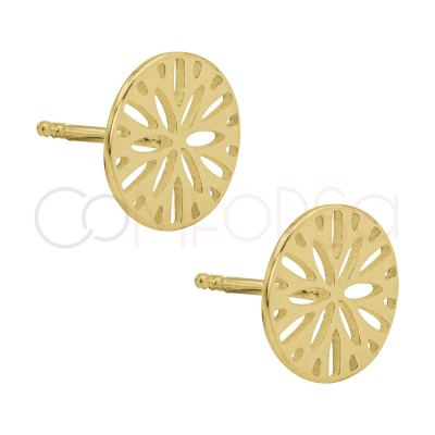 Gold-plated sterling silver 925 cut-out flower earrings 10mm